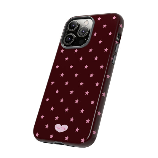 Burgundy Pink Star Polka Phone Case