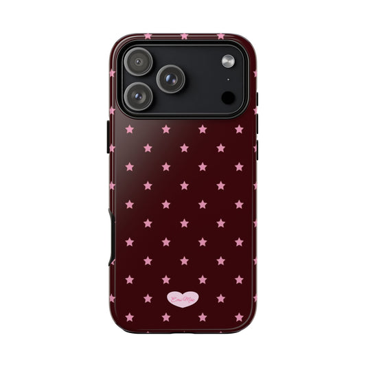 Burgundy Pink Star Polka Phone Case