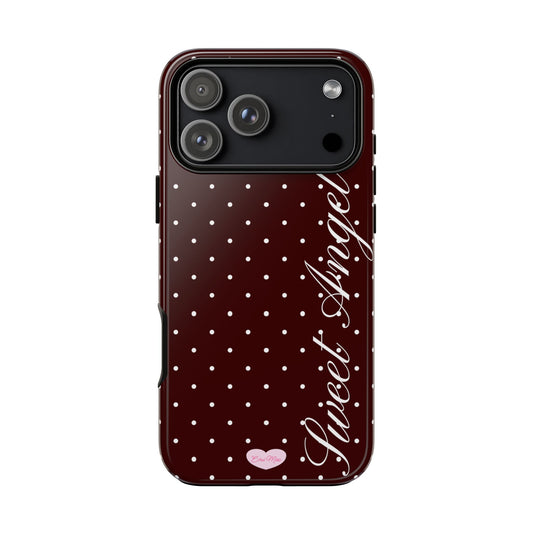 Dark Red Sweet Angel Polka Dot Phone Case